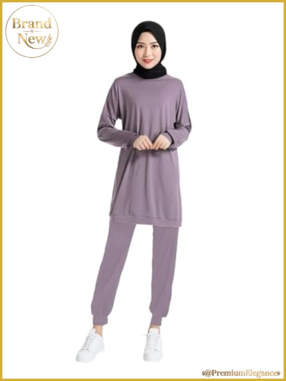 Women's Muslim Tracksuit Set Crew Neck Sweatsuit 2 Piece with Pockets Islamic